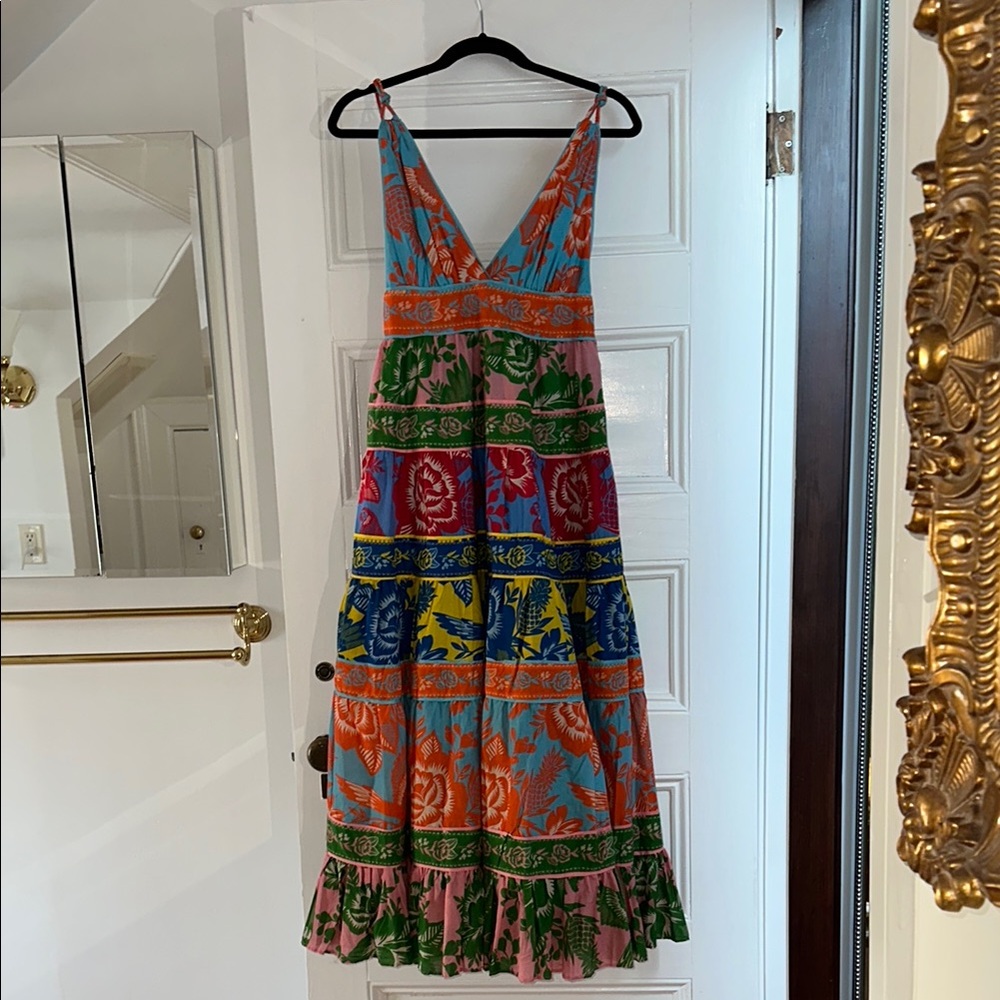 Farm Rio Lace Garden Mix Midi Dress